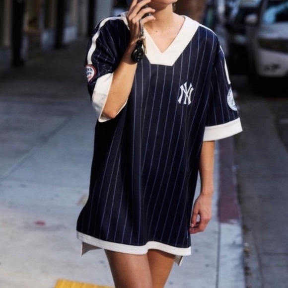 FP Movement Yankees Jersey Dress-Navy Pinstripe FP Movement Yankees Jersey Dress-Navy Pinstripe